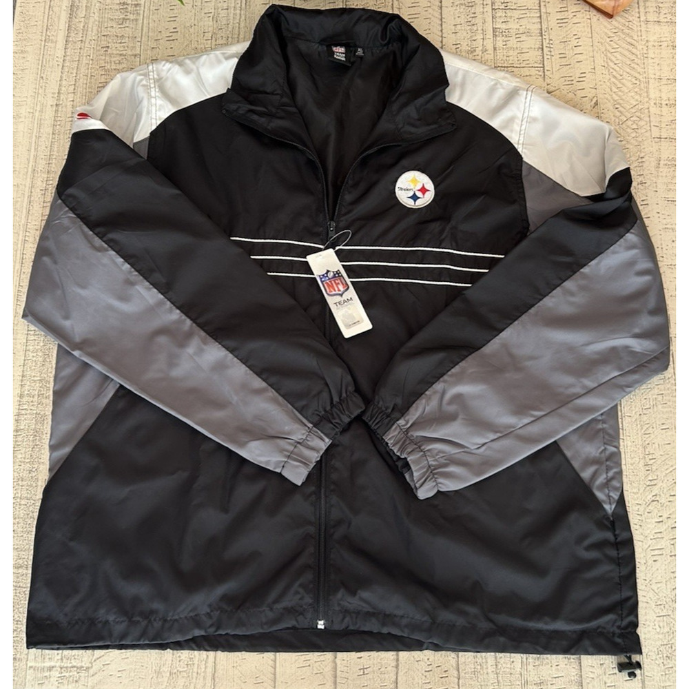 Pittsburgh Steelers NFL Team Apparel SI Windbreaker Front Zipper Jacket Size XL